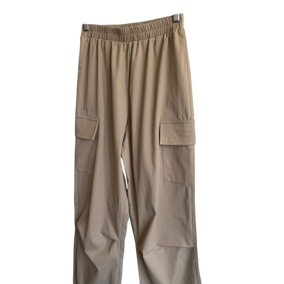 PrettyLittleThing Stone Elasticated Waist Straight Leg Cargo Pants, Size 4 - Picture 6 of 11